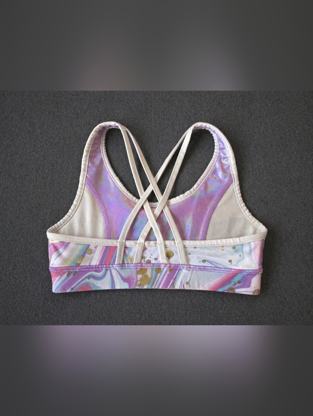 NWOT Justice Girls Sports Bra Size 30 Shimmer Marble - Picture 2 of 3